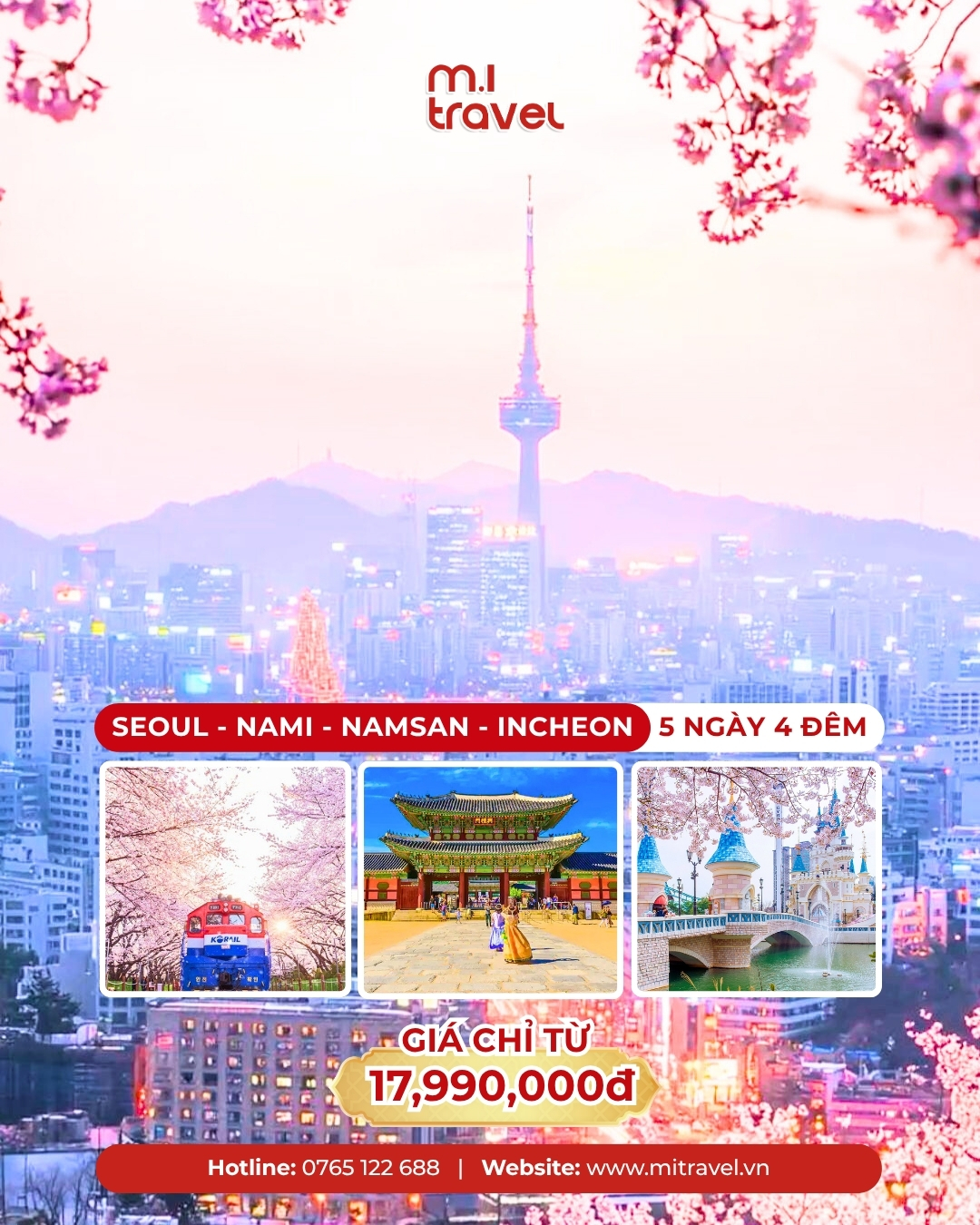 TOUR SEOUL MONO 5N4Đ: Đảo Nami - Tháp Namsan - INCHEON | M.I Travel